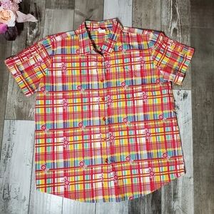 Vintage 1990s Adeiau Delafield Plaid Button Up Camp Shirt Women's Size Large